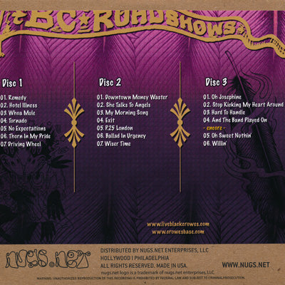 ブラッククロウズ The Black Crowes - BC Roadshows: Los Angeles, Ca 12/11/2010 (CD)