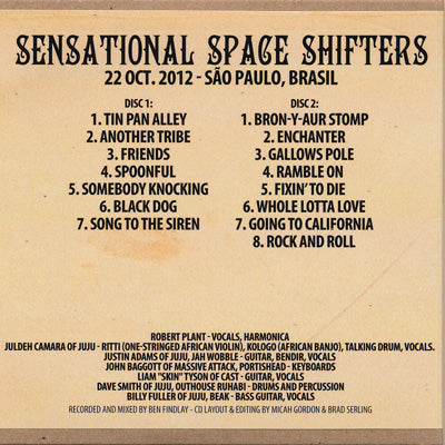 ロバートプラント Robert Plant (Sensational Space Shifters) - Sao Paulo, Brazil 22/10/2012 (CD)