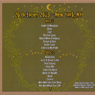 ブラッククロウズ The Black Crowes - BC Roadshows: New York City, NY 10/26/2013 (CD)