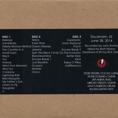 Pearl Jam - European Tour: Stockholm, Sweden 28/06/2014 (CD)
