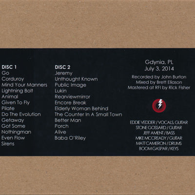 パールジャム Pearl Jam - European Tour: Gdynia, Poland 03/07/2014 (CD)