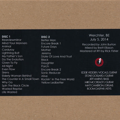 パールジャム Pearl Jam - European Tour: Werchter, Belgium 05/07/2014 (CD)
