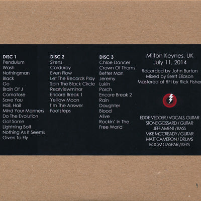 パールジャム Pearl Jam - European Tour: Milton Keynes, England 11/07/2014 (CD)