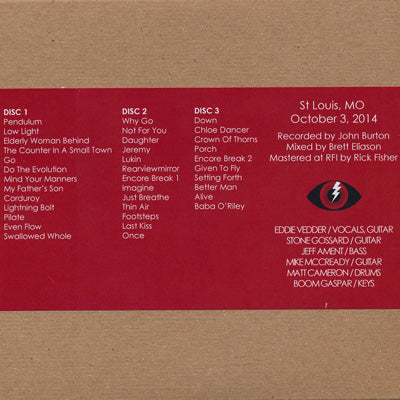 パールジャム Pearl Jam - North American Tour: St. Louis, MO 10/03/2014 (CD)