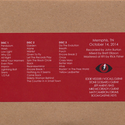 パールジャム Pearl Jam - North American Tour: Memphis, TN 10/14/2014 (CD)