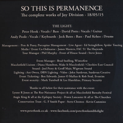 ピーターフック Peter Hook & The Light - So This is Permanence (CD)