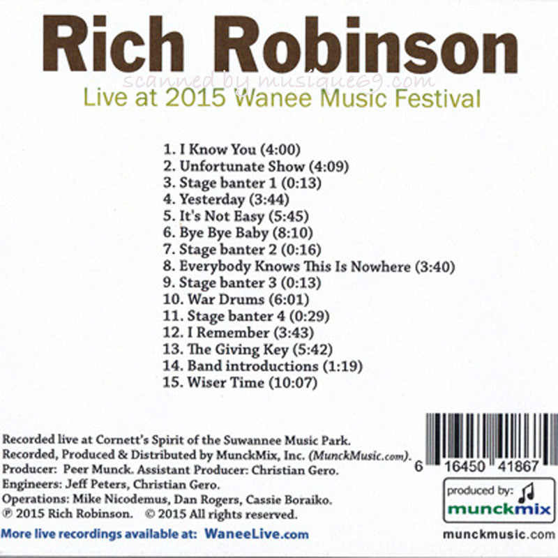 リッチロビンソン Rich Robinson - Live at 2015 Wanee Music Festival (CD)