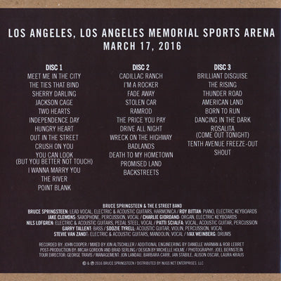 ブルーススプリングスティーン Bruce Springsteen & The E Street Band - The River Tour: Los Angeles, Ca 03/17/2016 (CD)