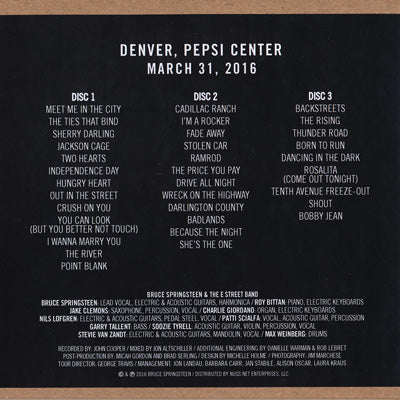 Bruce Springsteen & The E Street Band - The River Tour: Denver, Co 03/31/2016 (CD)