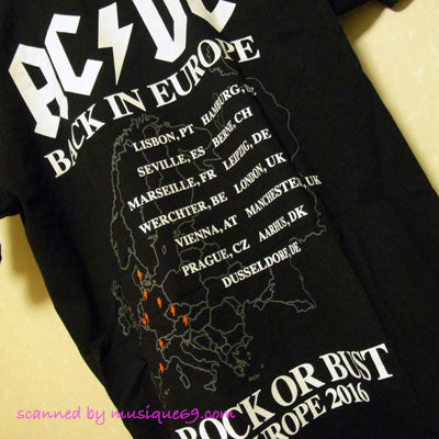 AC/DC - Rock or Bust EU Tour 2016 - Back in Black T-shirt: M-size