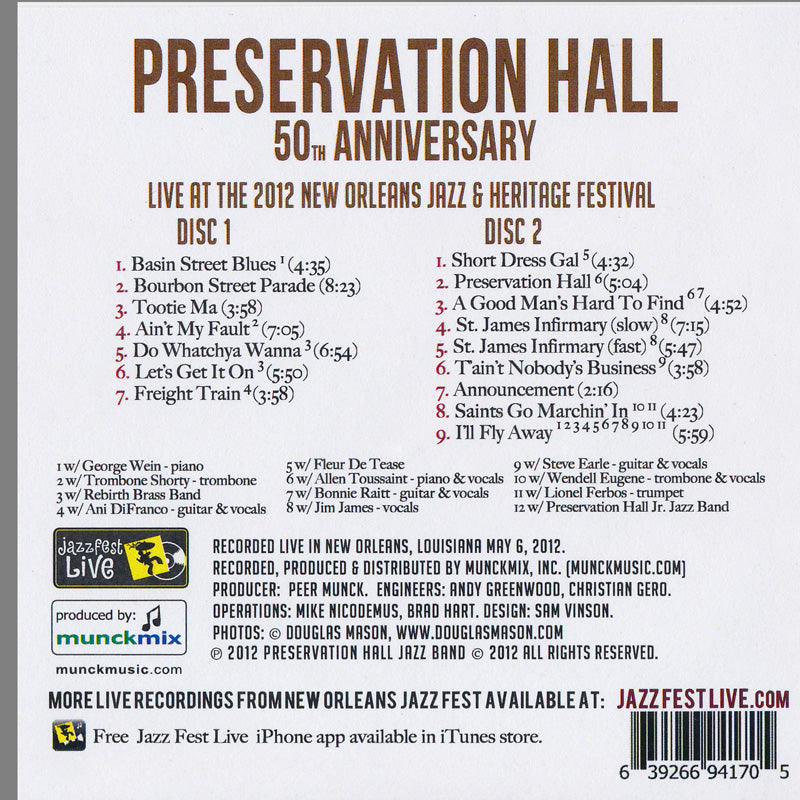 プリザヴェイションホールジャズバンド Preservation Hall Jazz Band (Preservation Hall) - Live at 2012 New Orleans Jazz & Heritage Festival (CD)