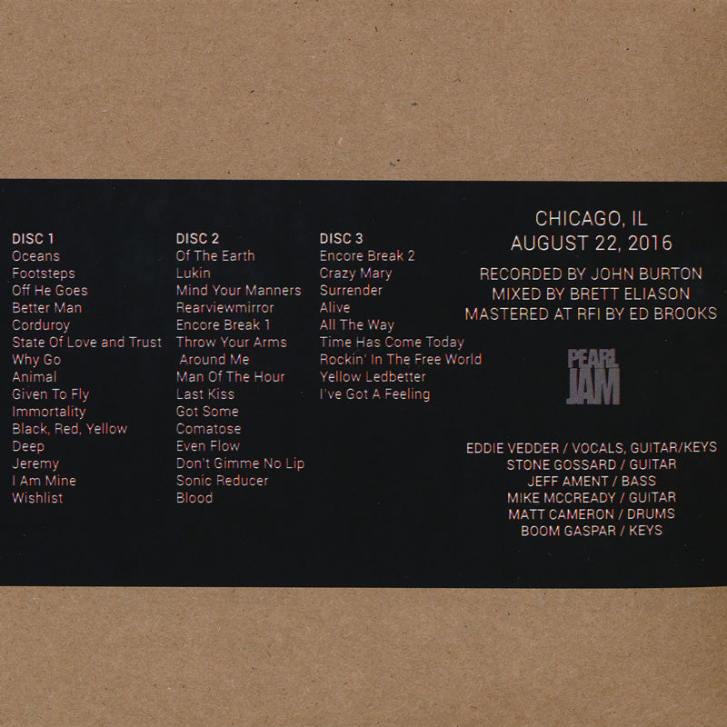 パールジャム Pearl Jam - North American Tour: Chicago, IL 08/22/2016 (CD)