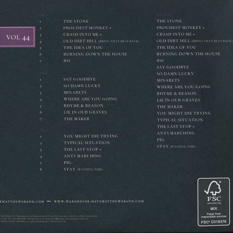デイヴマシューズバンド The Dave Matthews Band - DMB Live Trax Vol. 44 (Blu-Ray/CD)