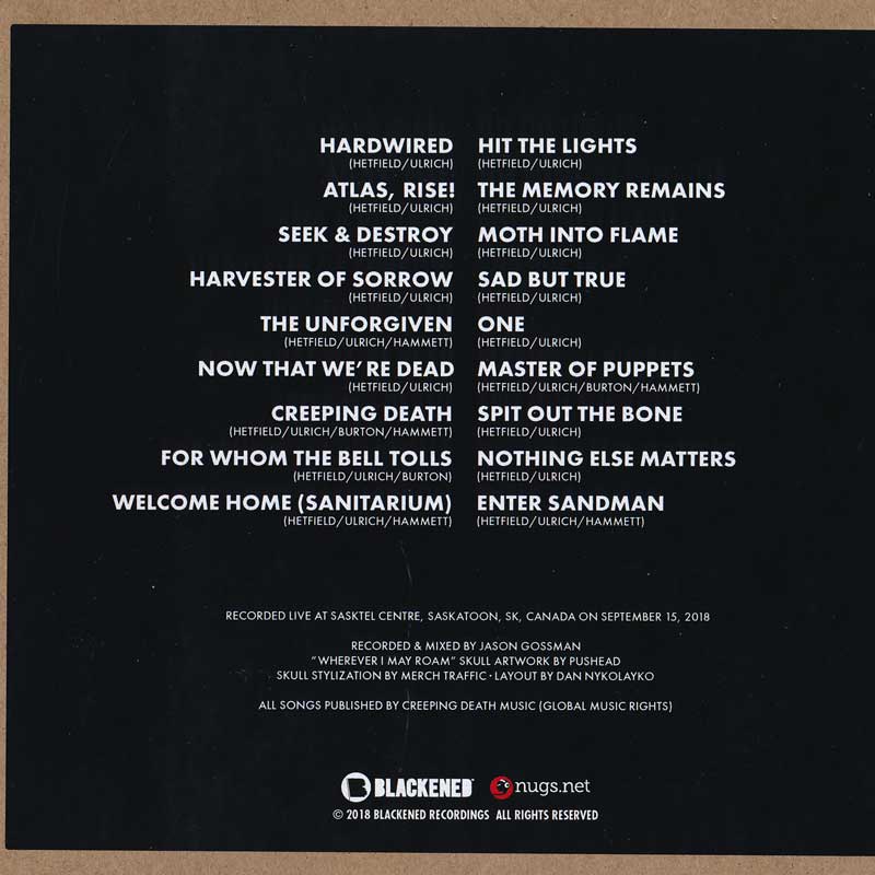 Metallica - Saskatoon, Canada 09/15/2018 (CD)