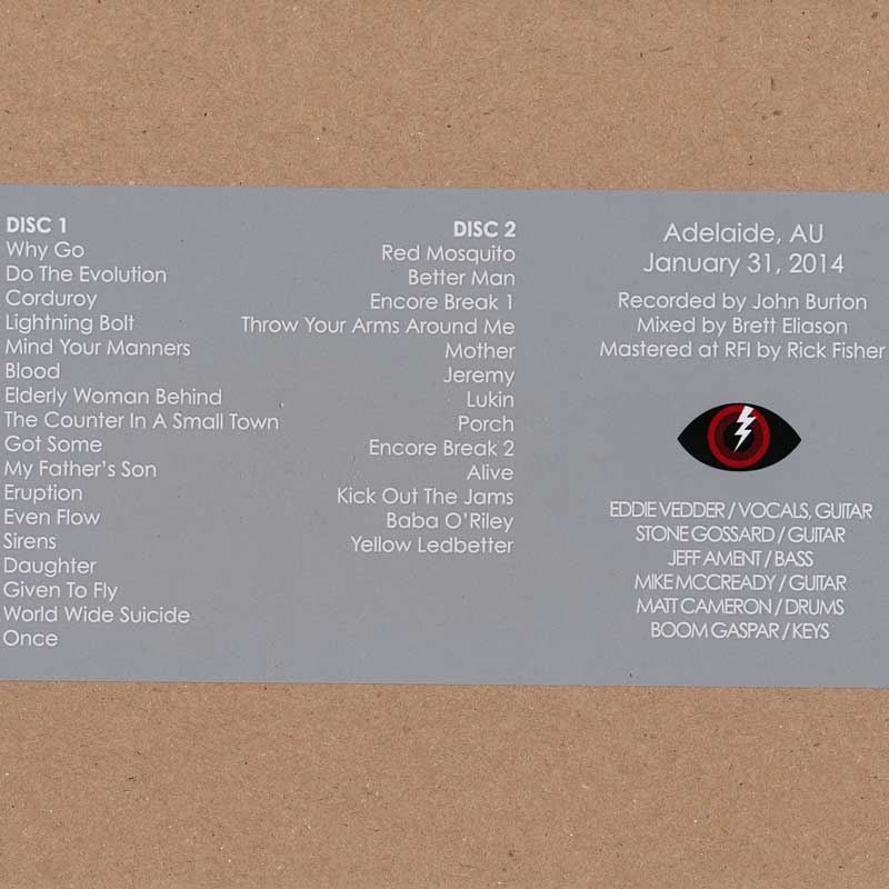 パールジャム Pearl Jam - Australian Tour: Adelaide, Australia 31/01/2014 (CD)