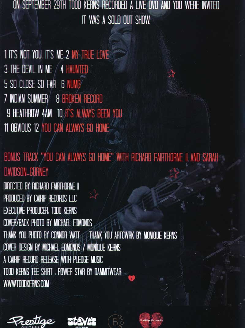 トッドカーンズ Todd Kerns - Live at the B-Side Lounge (DVD)