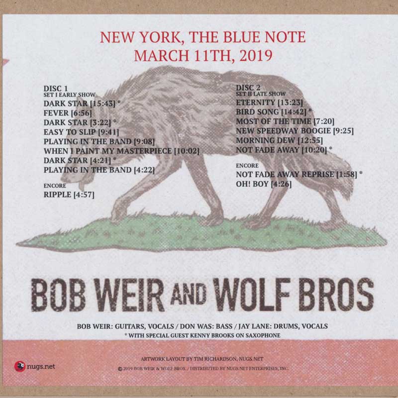 ボブウィア Bob Weir and Wolf Bros - New York, NY 03/11/2019 (CD)