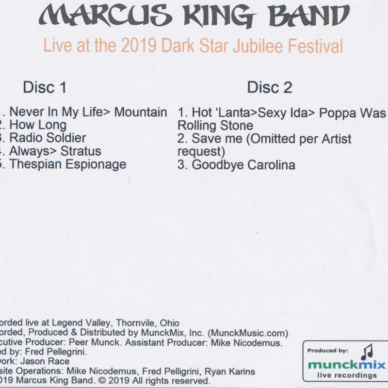 マーカスキング Marcus King (The Marcus King Band) - Live at the 2019 Dark Star Jubilee (CD)