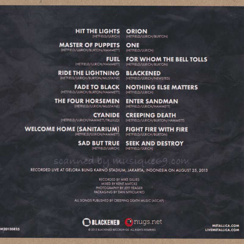 Metallica - Jakarta, Indonesia 25/08/2013 (CD)