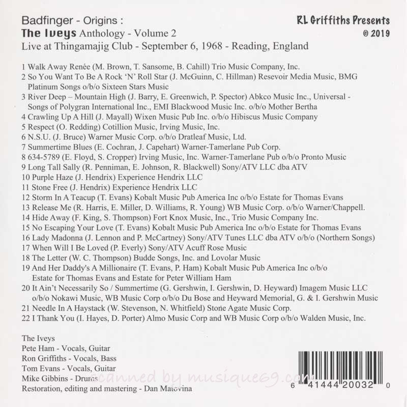 バッドフィンガー Badfinger (The Iveys) - Badfinger Origins The Iveys Anthology Vol. 2: Live at Thingamajig Club, Reading, England, UK September 6, 1968 (CD)