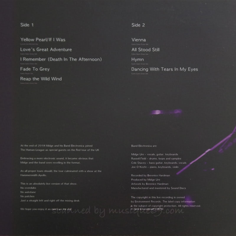 ウルトラヴォックス Ultravox (Midge Ure & Band Electronica) - Live at Hammersmith Apollo 2018: Exclusive Autographed Edition (vinyl)