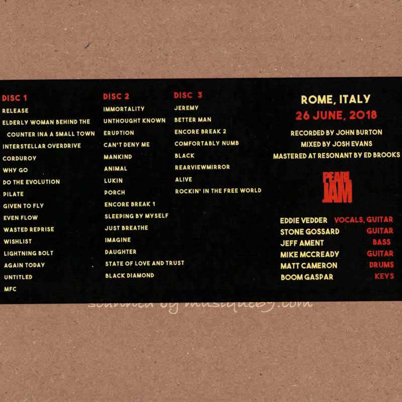 パールジャム Pearl Jam - European Tour: Rome, Italy 26/06/2018 REMIXED (CD)