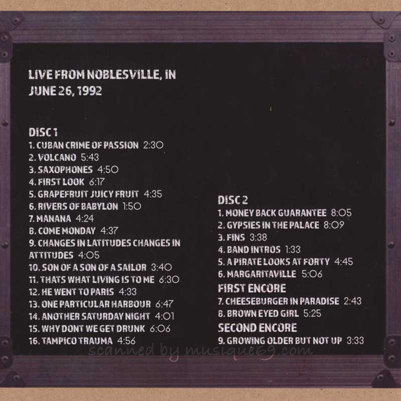 ジミーバフェット Jimmy Buffett - Live from Noblesville, IN 06/26/1992 (CD)