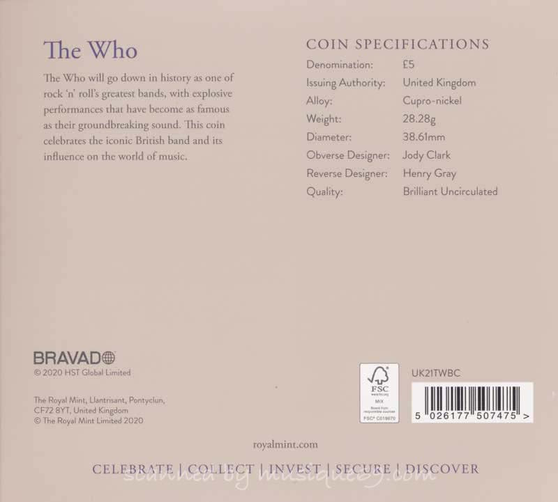 The Who The Who - Music Legends: The Who 2021 UK £5 Brilliant Uncirculated Colored Coin