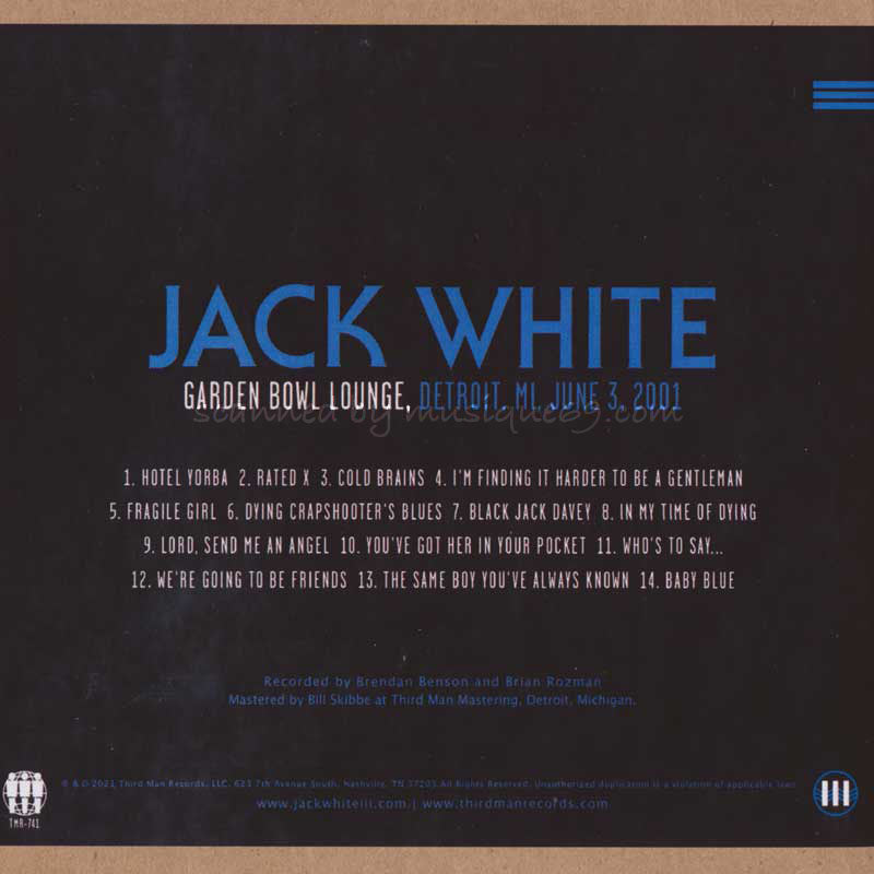 Jack White - Garden Bowl Lounge, Detroit, MI, June 3, 2001 (CD)