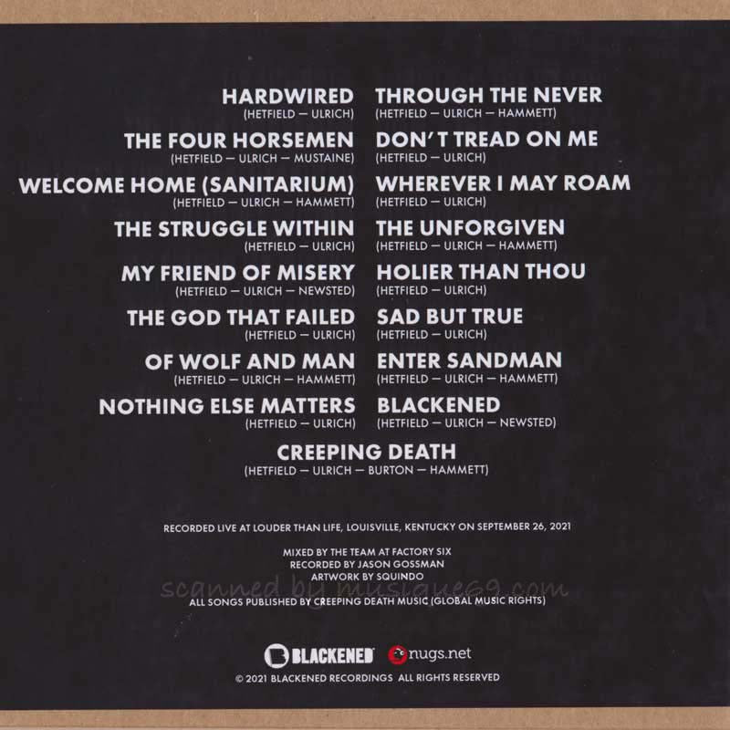 メタリカ Metallica - September 26, 2021 | Louisville, KY | Louder Than Life (CD)