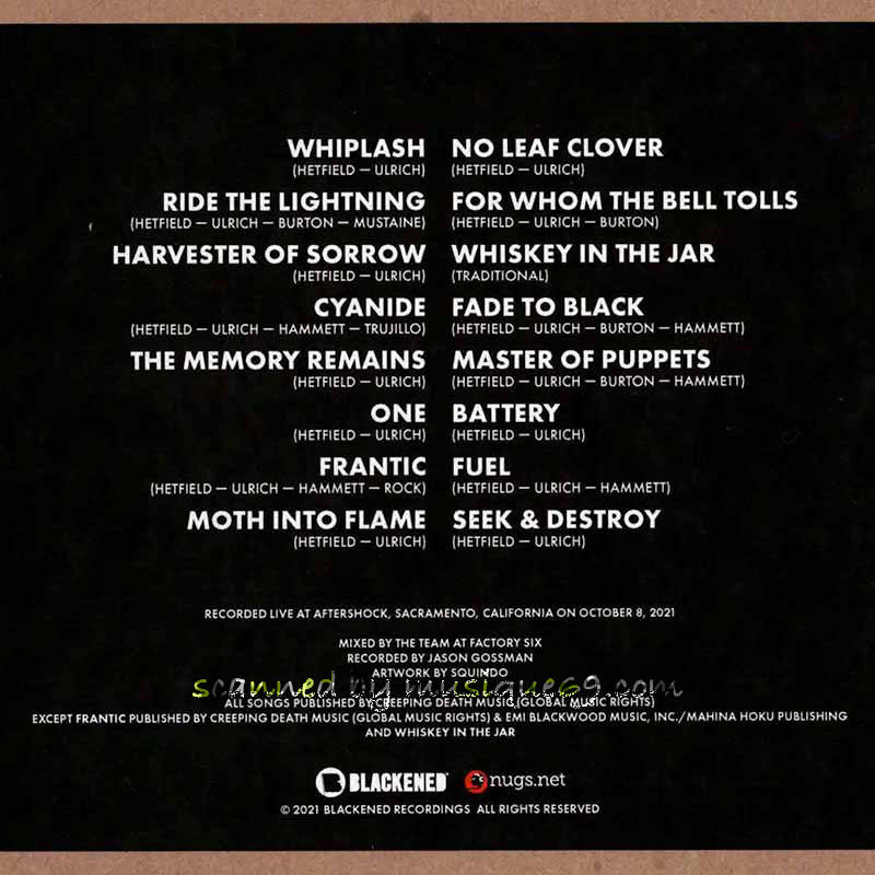 メタリカ Metallica - October 8, 2021 | Sacramento, CA | Aftershock (CD)