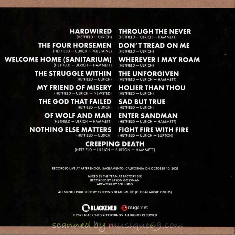 メタリカ Metallica - October 10, 2021 | Sacramento, CA | Aftershock (CD)