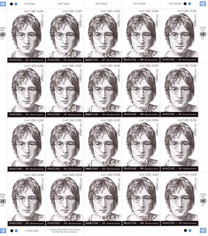 ジョンレノン John Lennon - 50th Anniversary of the Recording of "Imagine"- CHF 2.00 Full Sheet