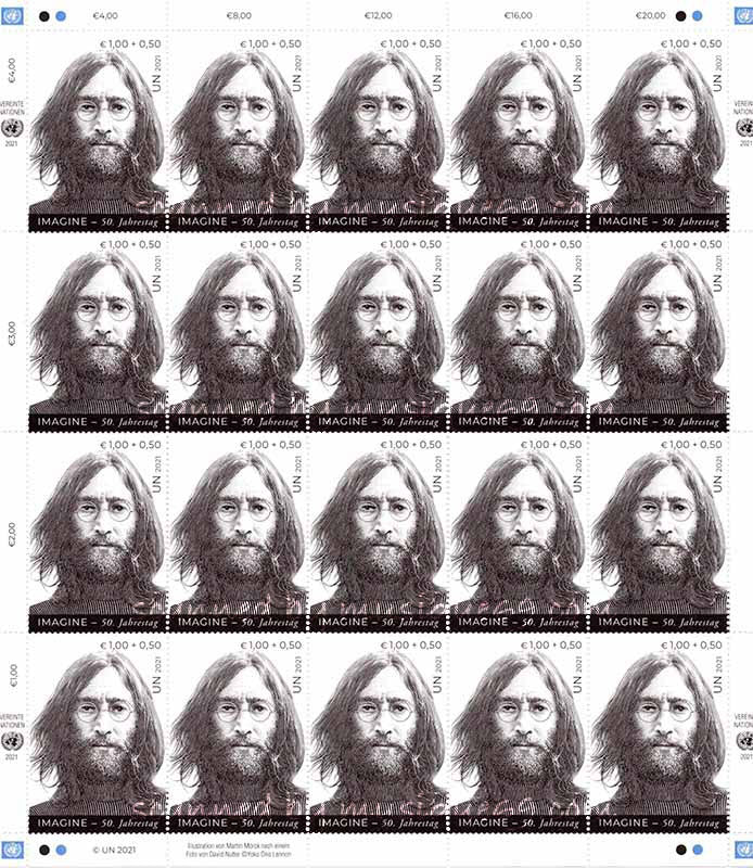 ジョンレノン John Lennon - 50th Anniversary of the Recording of "Imagine" - €1.50 Full Sheet