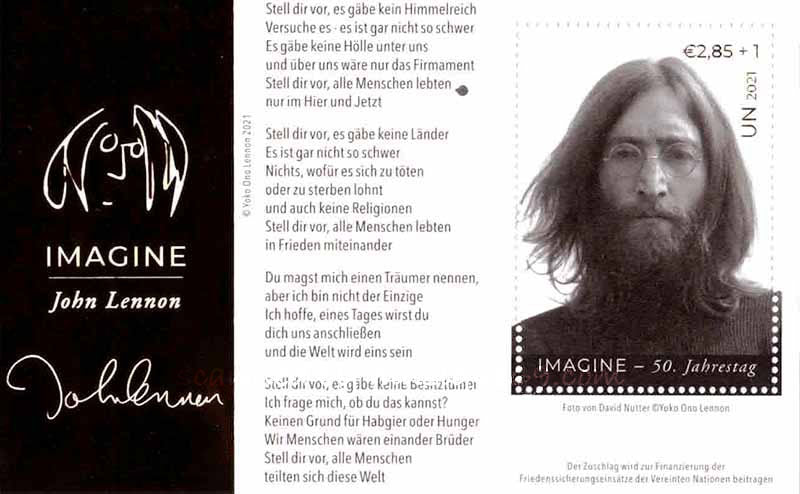 ジョンレノン John Lennon - 50th Anniversary of the Recording of "Imagine" - Souvenir Sheet Set
