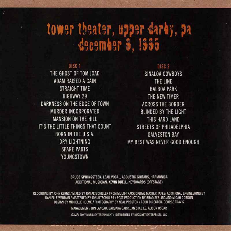 ブルーススプリングスティーン Bruce Springsteen - Tower Theater, Upper Darby, PA December 9, 1995 (CD)