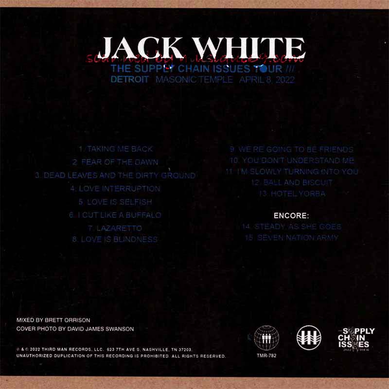 Jack White - Detroit Masonic Temple, April 8, 2022 (CD)