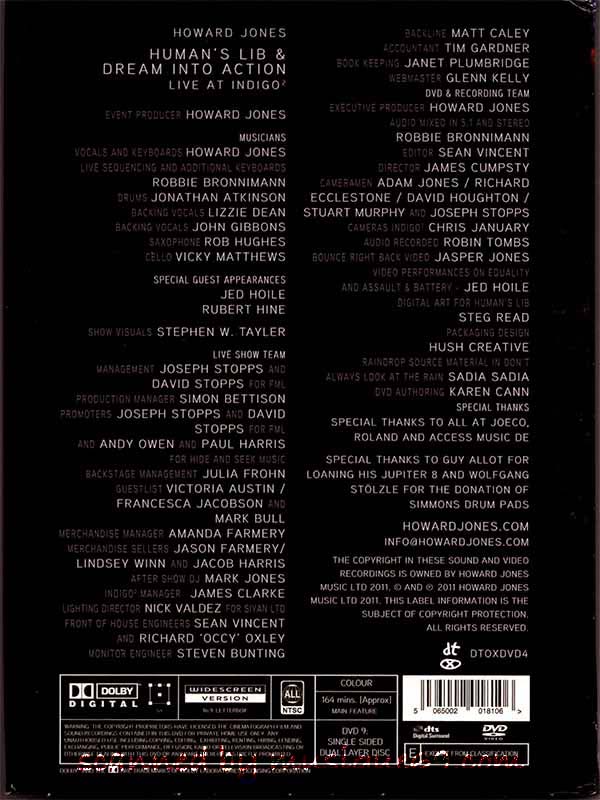ハワードジョーンズ Howard Jones - Human's Lib & Dream Into Action: Live at IndigO2 (DVD)