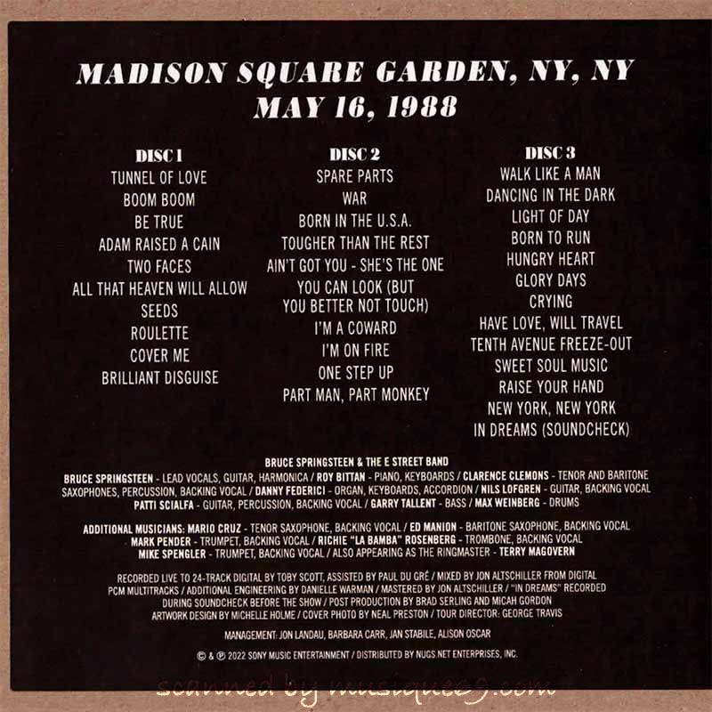 Bruce Springsteen & The E Street Band - Madison Square Garden, NY | May 16, 1988 (CD)