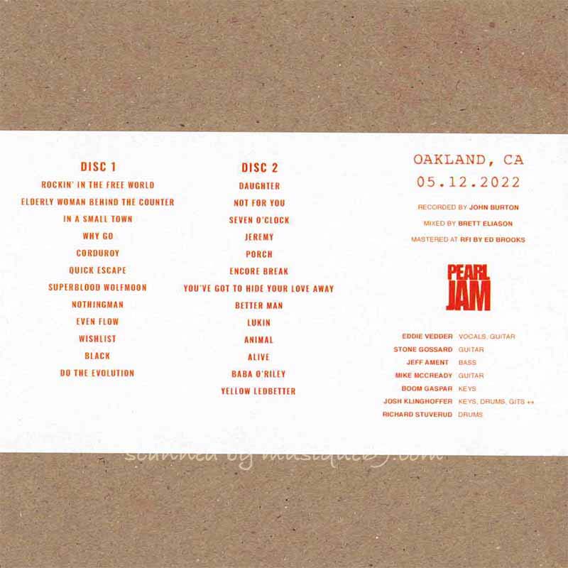パールジャム Pearl Jam - Gigaton West Coast Tour; Oakland, CA | May 12, 2022 (CD)