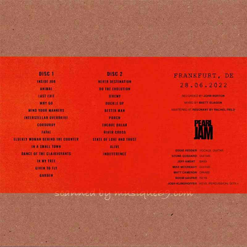 Pearl Jam - Gigaton European Tour; Frankfurt, DE | 28 June 2022 (CD)