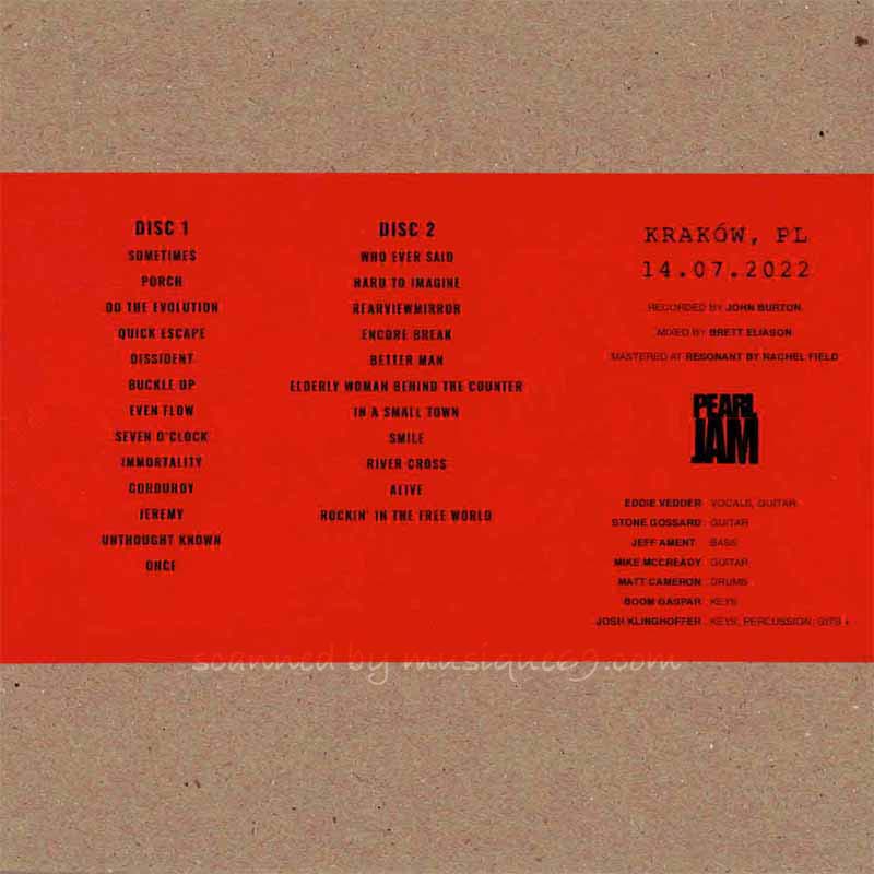 パールジャム Pearl Jam - Gigaton European Tour; Krakow, PL | 14 July 2022 (CD)