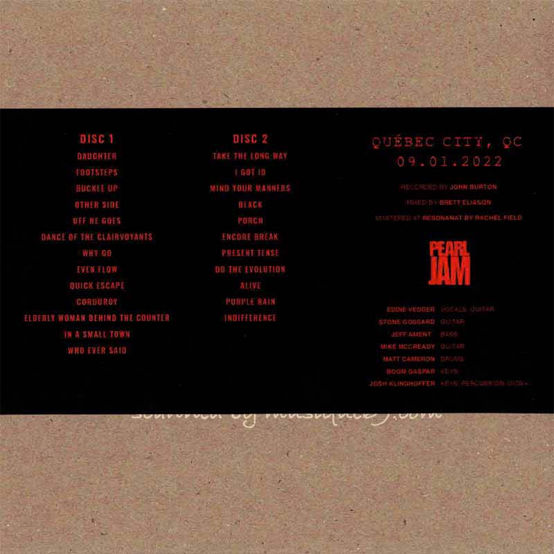 Pearl Jam - Gigaton North American Tour; Quebec City, QC | September 1st 2022 (CD)