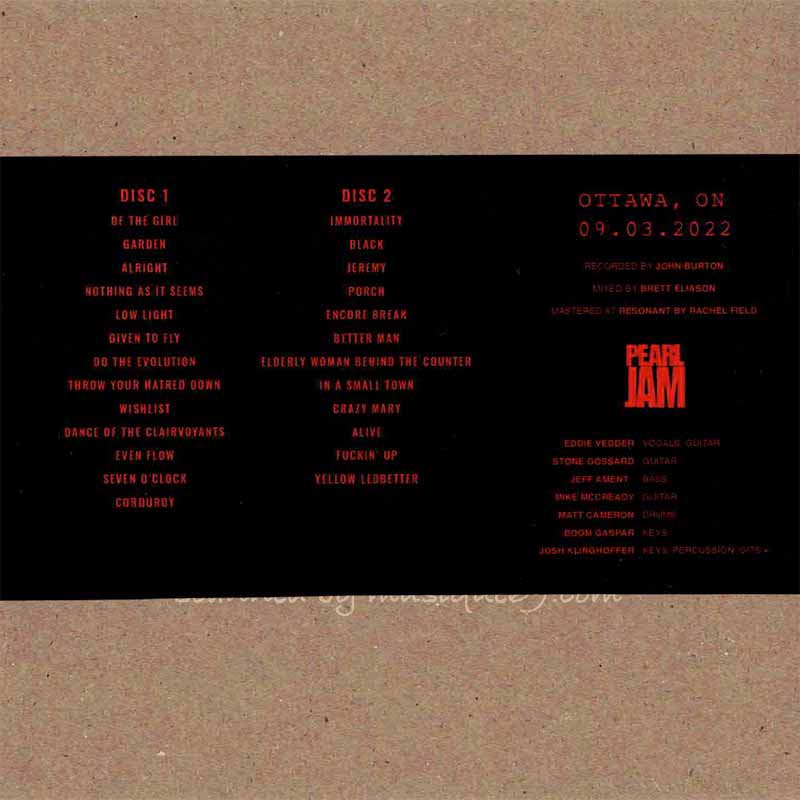 Pearl Jam - Gigaton North American Tour; Ottawa, ON | September 3rd 2022 (CD)