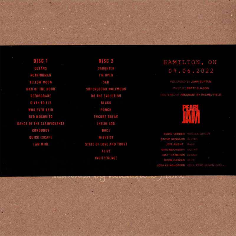 Pearl Jam - Gigaton North American Tour; Hamilton, ON | September 6th 2022 (CD)