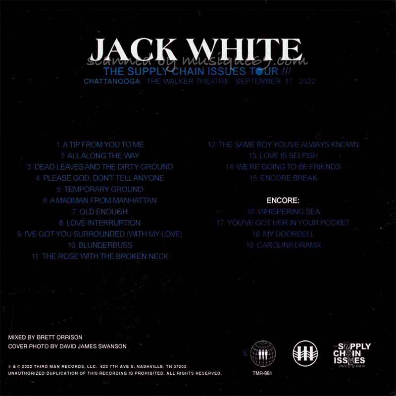 Jack White - Chattanooga | The Walker Theatre | September 17, 2022 (CD)