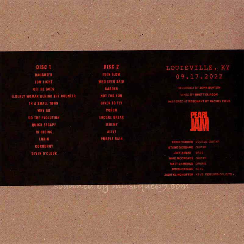 パールジャム Pearl Jam - Gigaton North American Tour; Louisville, KY | September 17th 2022 (CD)