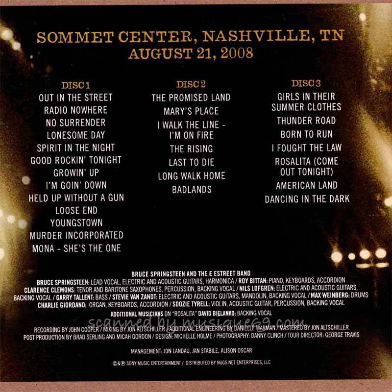 Bruce Springsteen & The E Street Band - Sommet Center, Nashville, TN | August 21, 2008: US Exclusive Edition (CD)