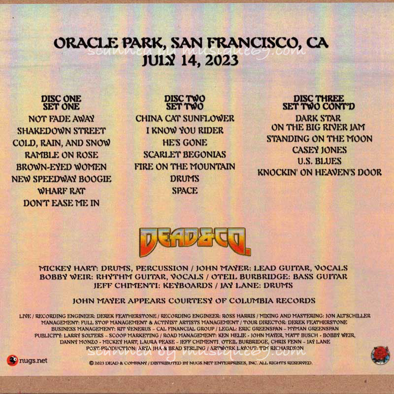 John Mayer (Dead & Company) - Oracle Park, San Francisco, CA | July 14, 2023 (CD)