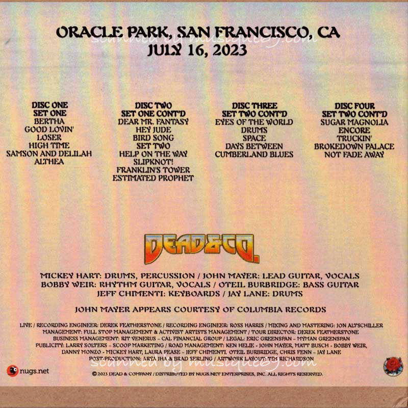 ジョンメイヤー John Mayer (Dead & Company) - Oracle Park, San Francisco, CA | July 16, 2023 (CD)